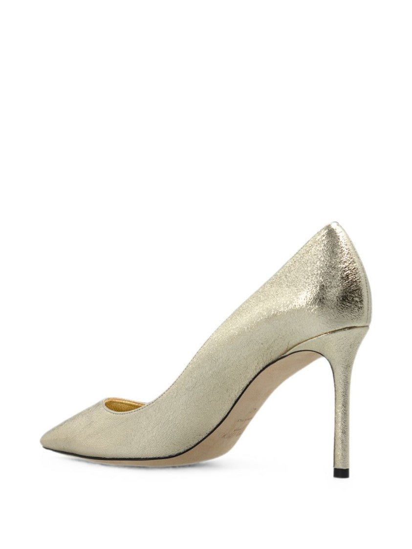 Jimmy Choo Silver Pointed Toe Metallic Finish Stiletto Pumps