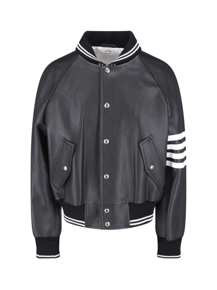 Thom Browne Black Calfskin Blouson Jacket
