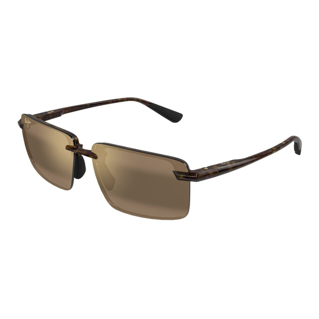Maui Jim Laulima Rimless Rectangular Sunglasses With Tortoiseshell Detail