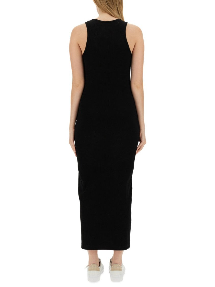 Givenchy Black Ribbed Maxi Dress With Flowing Skirt