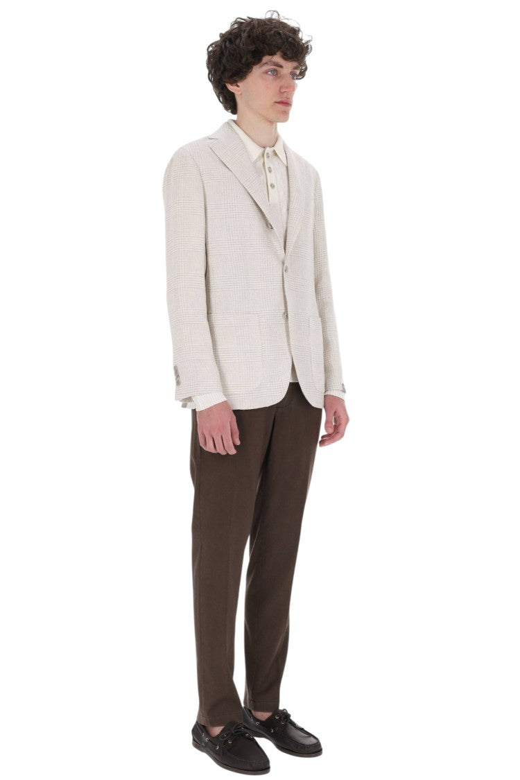 Barba Prince Of Wales Linen-Cotton-Silk Blazer
