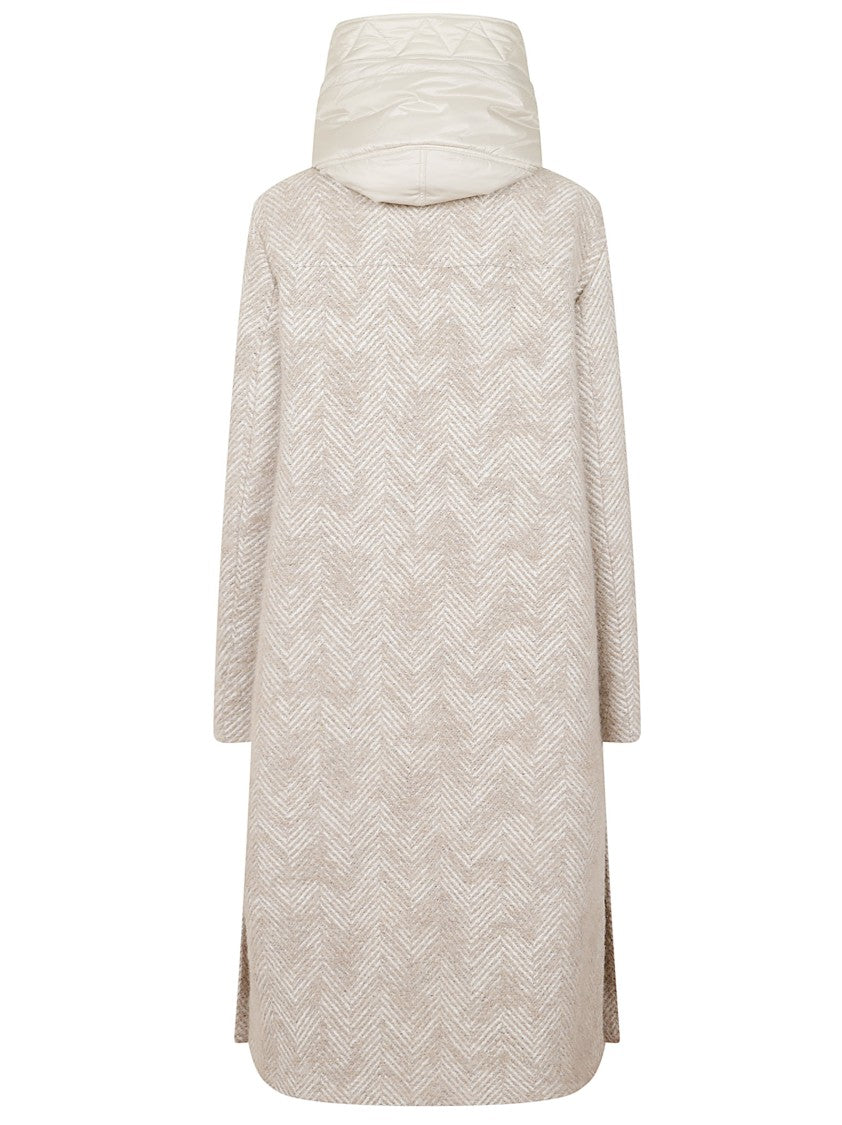 Fay Double-Front Mohair Wool Coat With Removable Hood