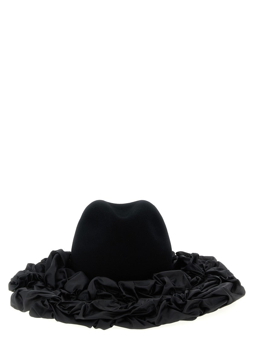 Comme Des Garçons Wool Fedora Hat With Ruffled Brim