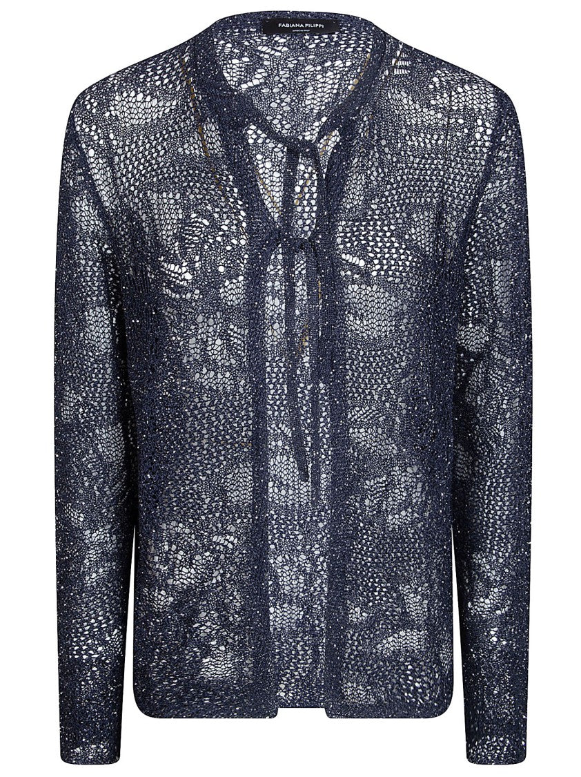 Fabiana Filippi Open-Knit Cardigan With Subtle Sequin Embellishments