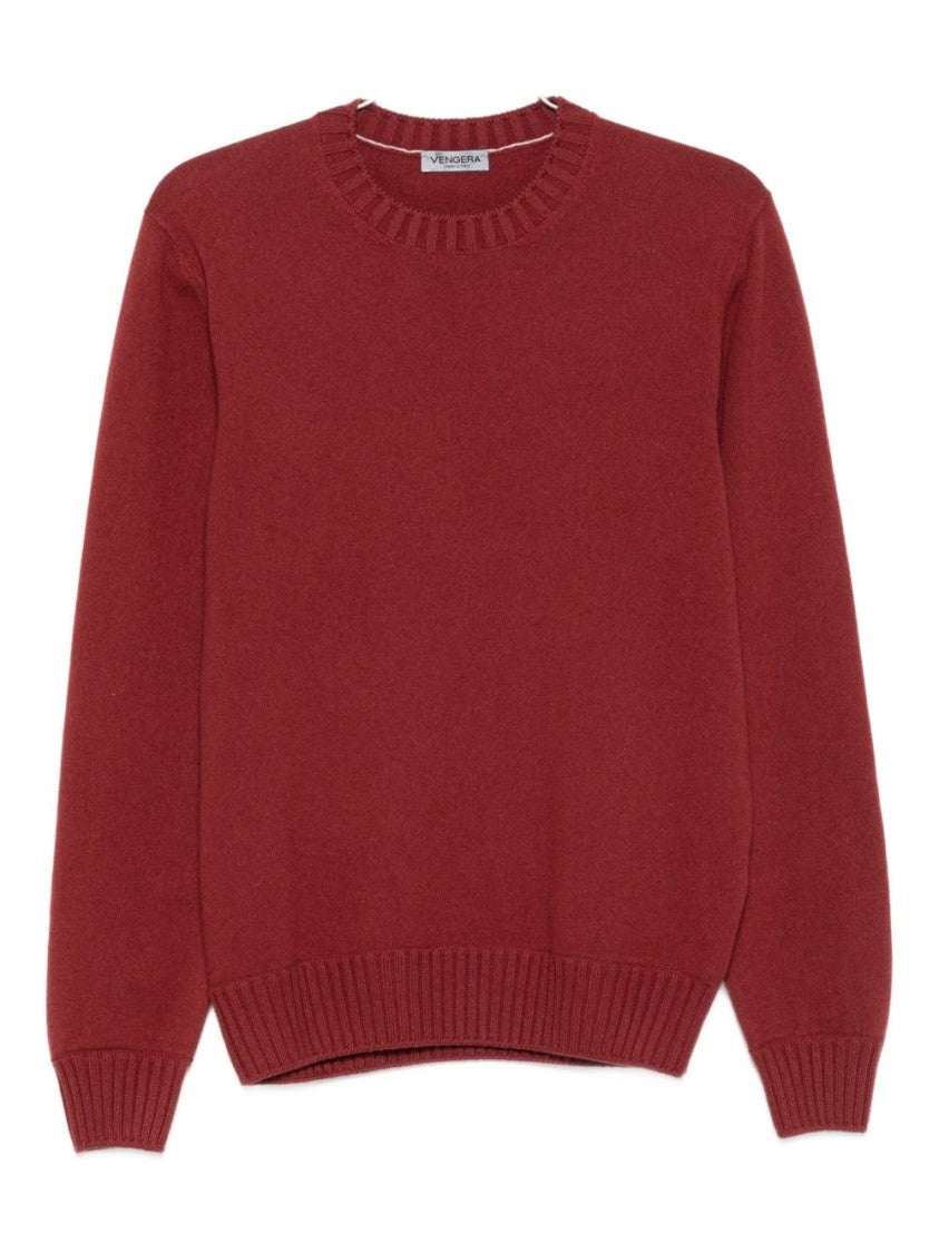 Vengera Classic Crew Neck Cashmere Sweater In Red