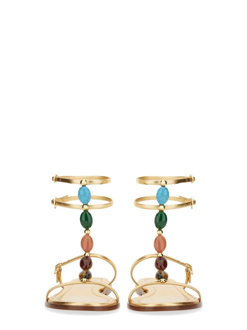 Gianvito Rossi Shanti 05 Flat Stone Sandals