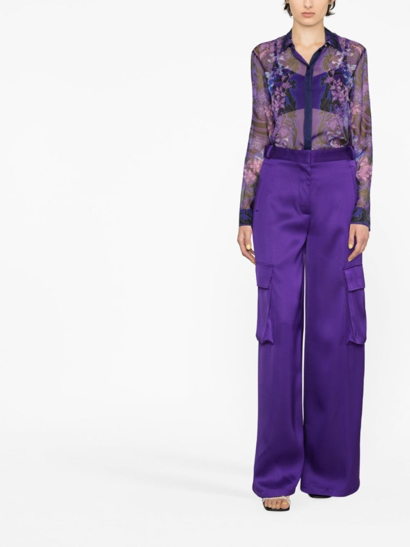 Versace Orchid Purple Wide-Leg Cargo Trousers