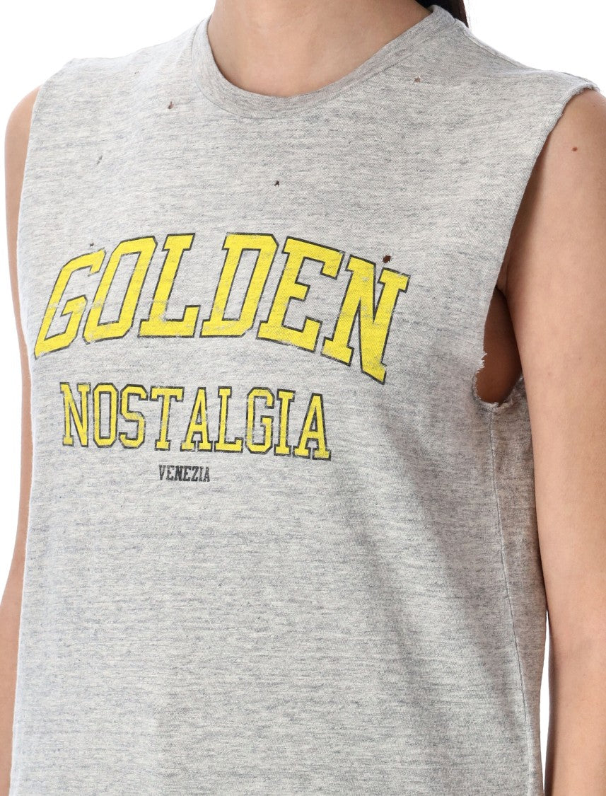 Golden Goose Relaxed Fit Sleeveless T-Shirt With Distressed Finish