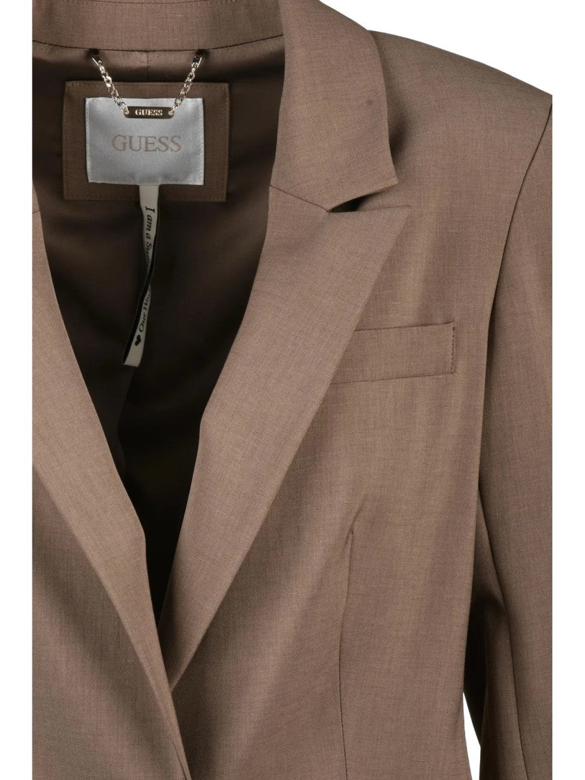 Guess Tailored Fitted Jacket With Notched Lapels And Button Closure