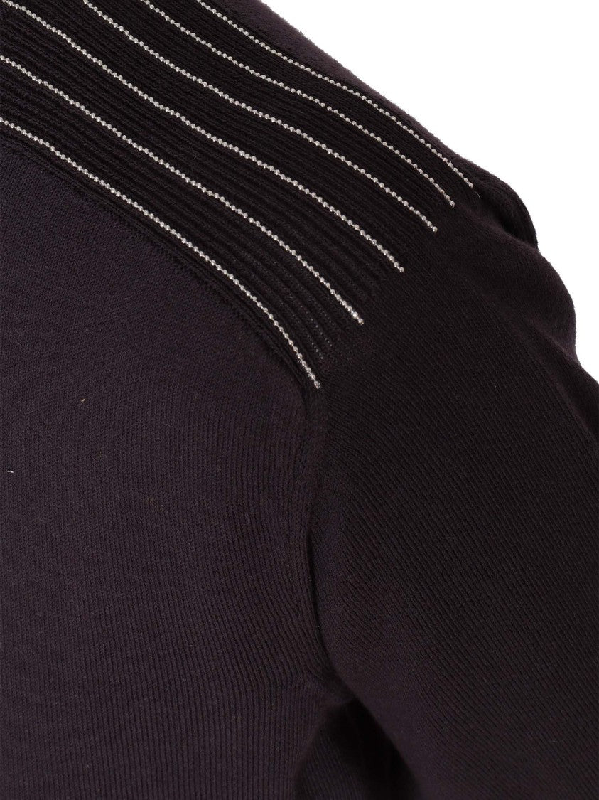 Peserico Relaxed Fit Black Knitted Sweater With Ribbed Texture