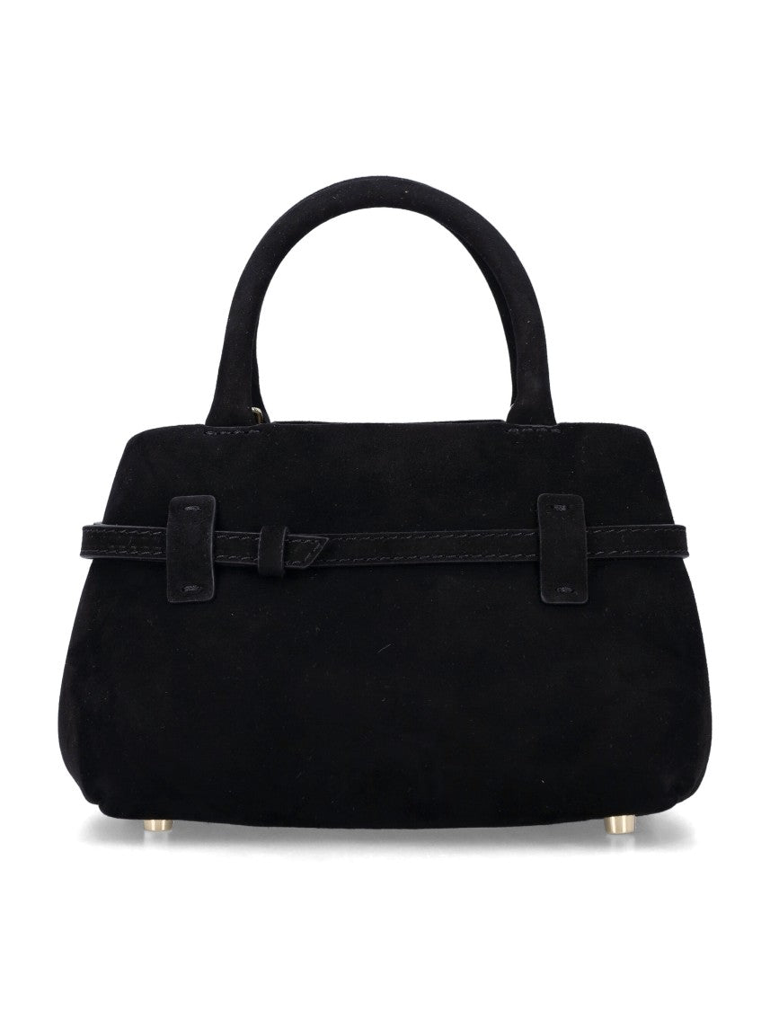 Manu Atelier Compact Suede Leather Handbag With Adjustable Strap