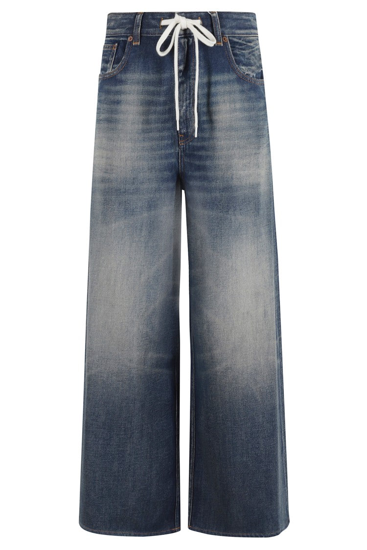 Mm6 By Maison Margiela Wide-Leg Denim Pants With Delavé Finish