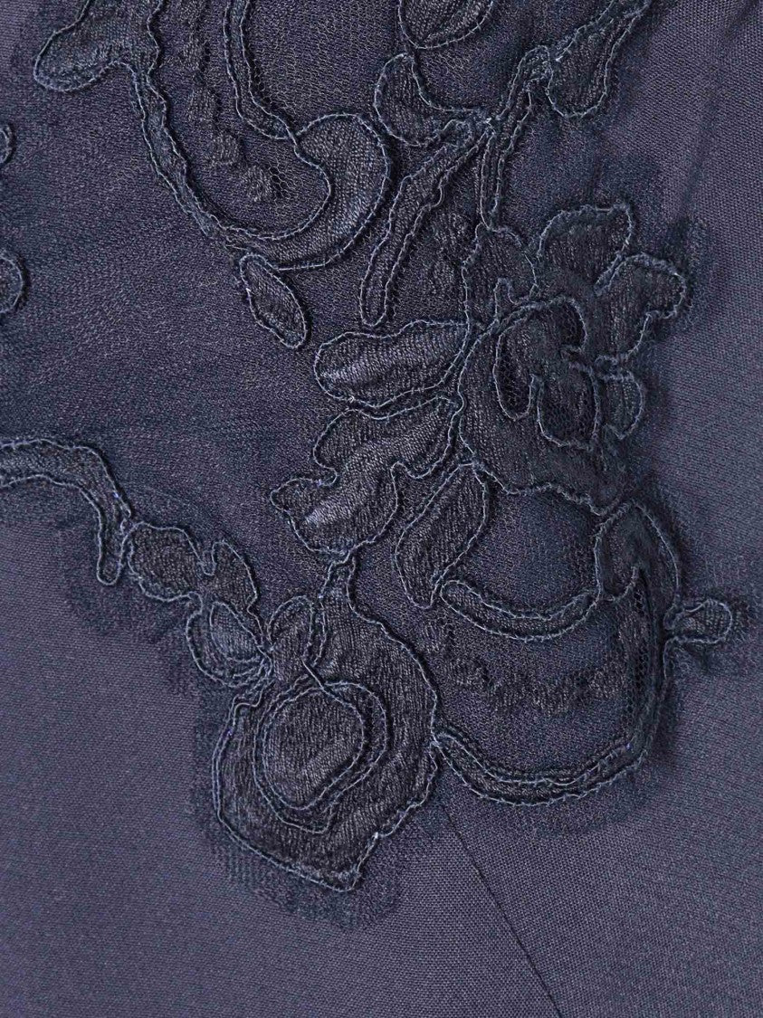 Alberta Ferretti Midi Blue Dress With Floral Appliqués