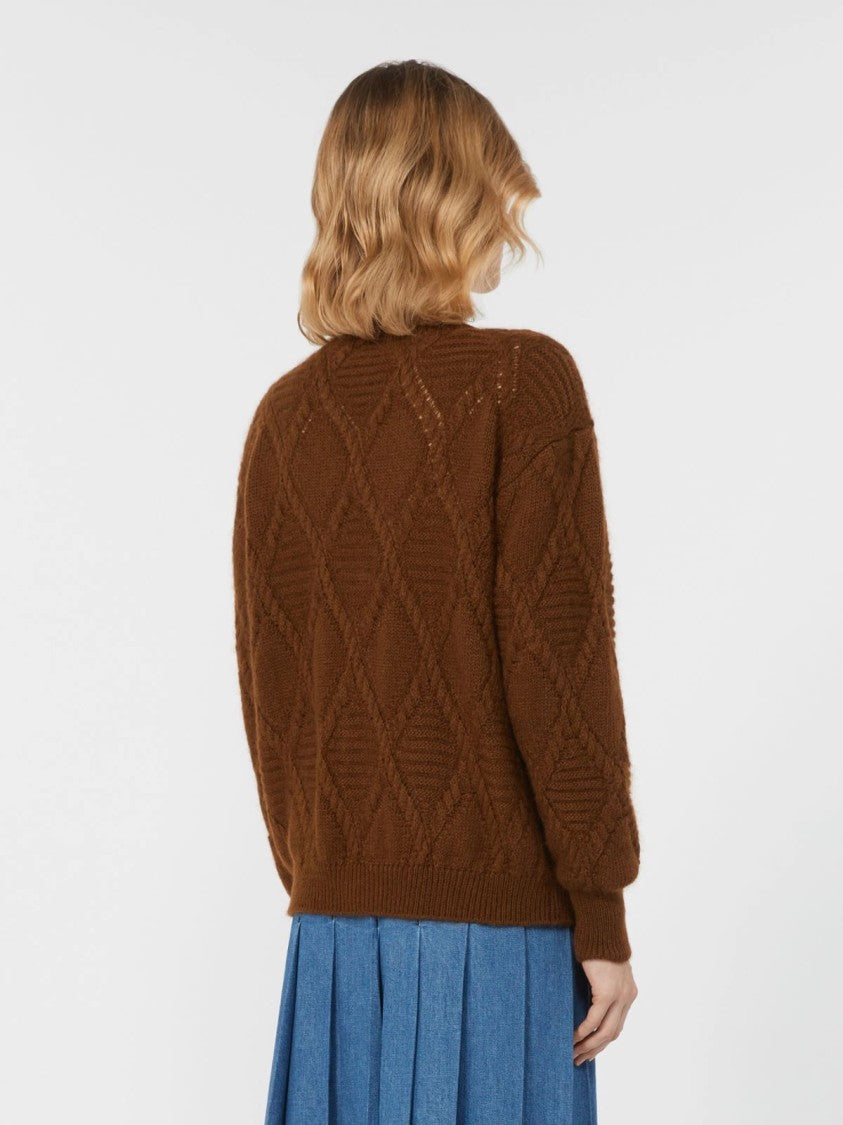 Max Mara Textured Brown Knit Bolero With Button-Down Front