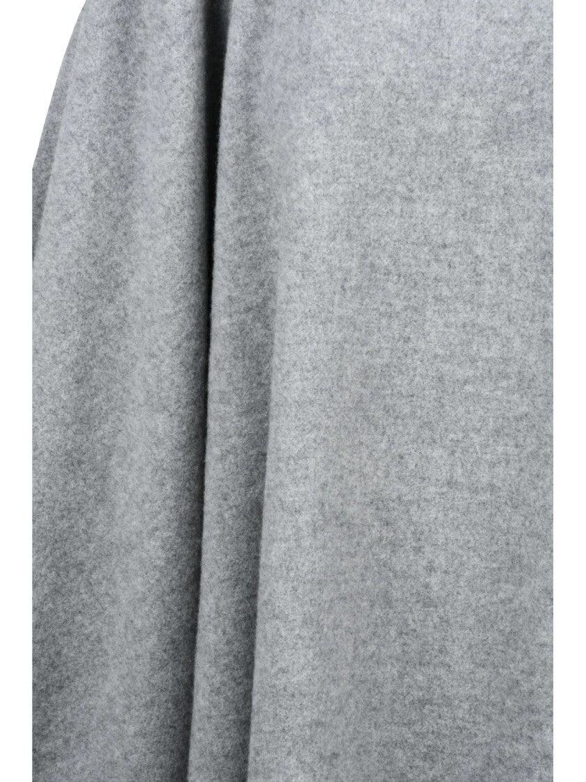 Fabiana Filippi Grey Virgin Wool-Blend Enveloping Poncho