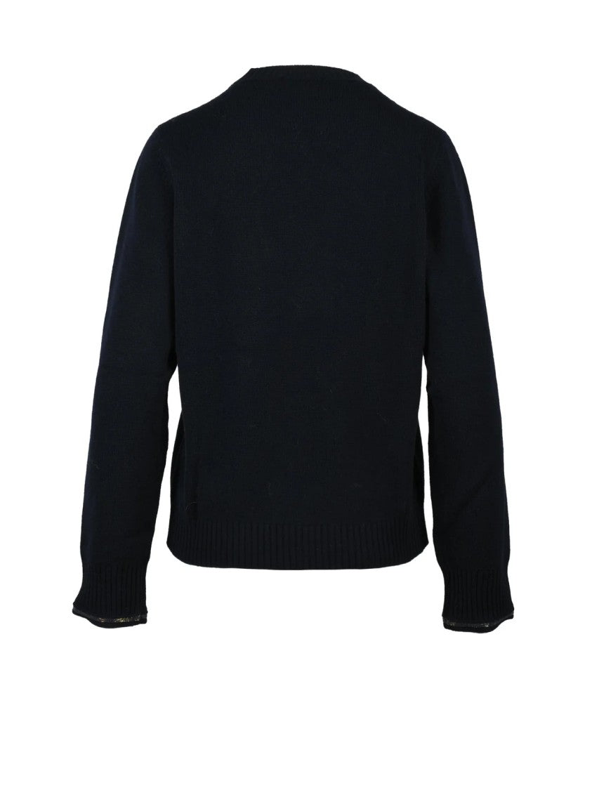 Fabiana Filippi Rhinestone Virgin Wool-Blend Crewneck Sweater