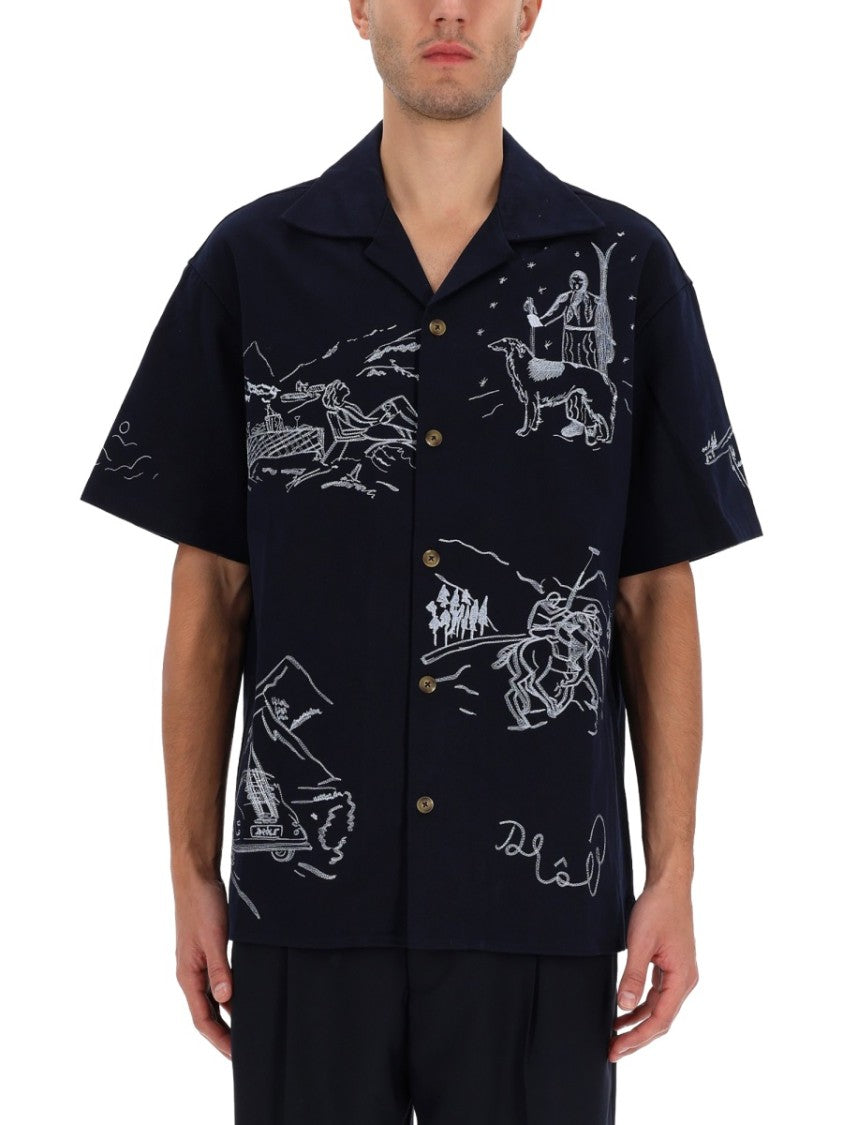 Drôle De Monsieur Intricately Embroidered Cotton Shirt