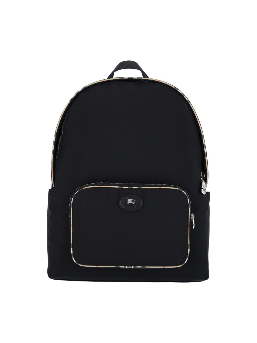 Burberry Black Fabric Check Detail Backpack