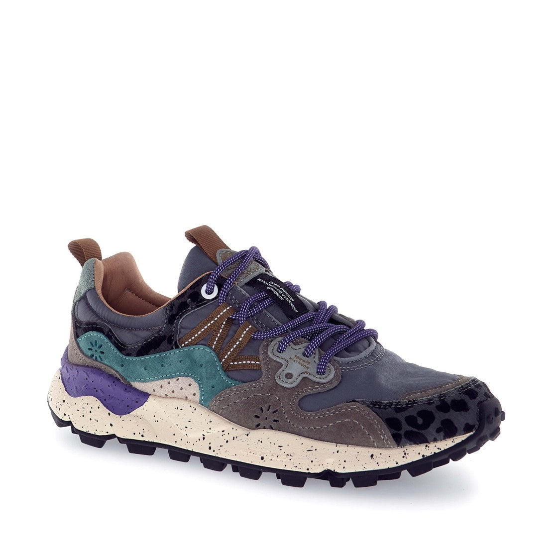 Flower Mountain Yamano Sneakers In Spotted Grey/Black/Petrol