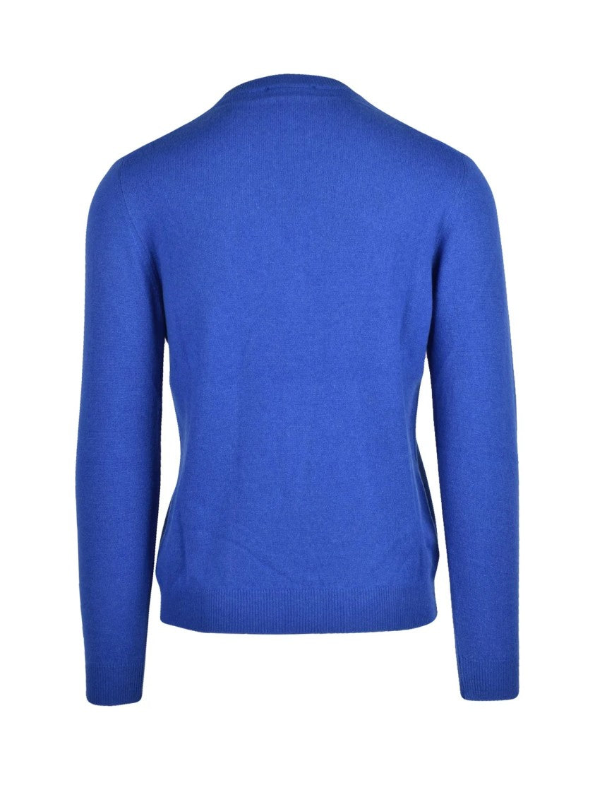 Wool & Co Crew Neck Pullover With Ribbed Detailing In Royal Blue