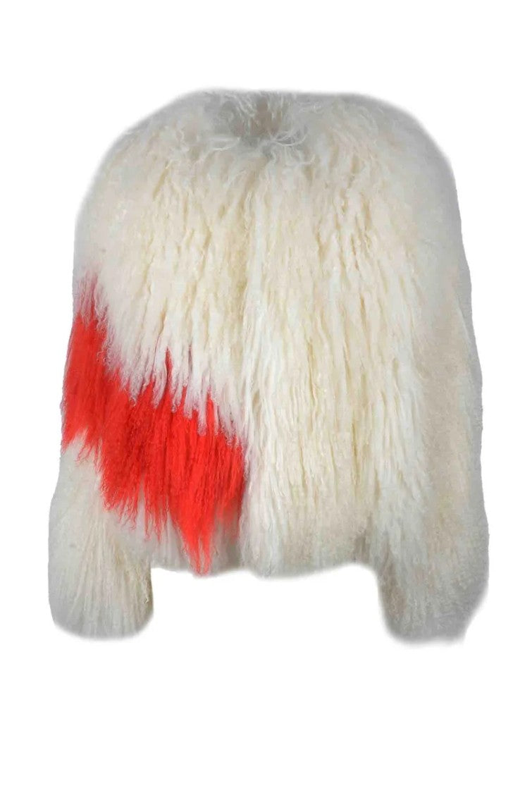 Msgm Real Fur Outerwear - White/Red