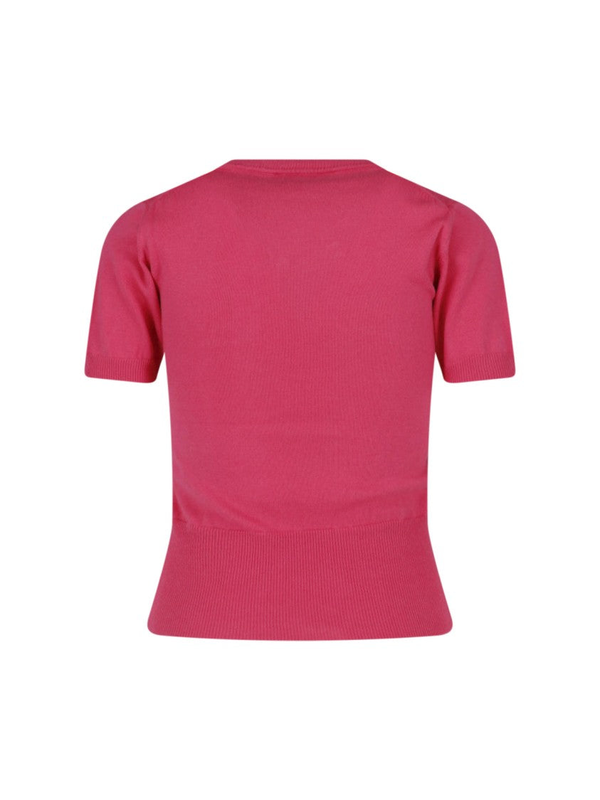 Vivienne Westwood Fitted Red Crop Top With Ribbed Details