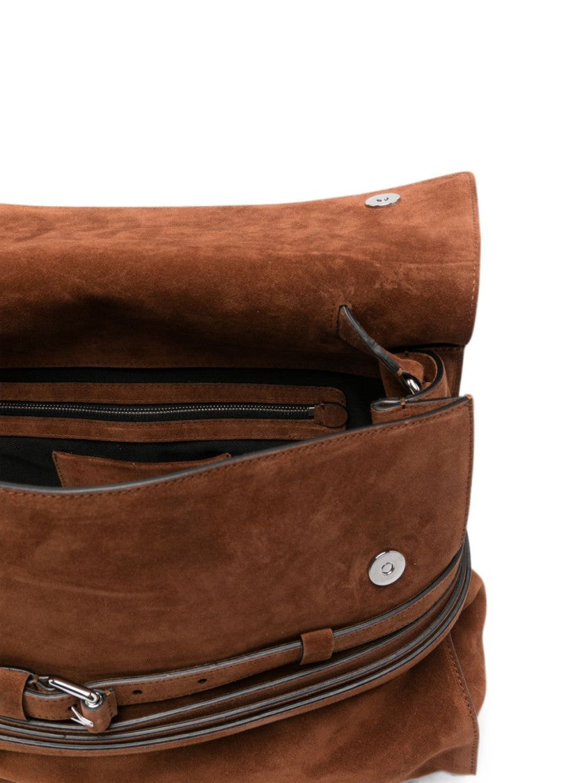 Moschino Structured Suede Shoulder Bag