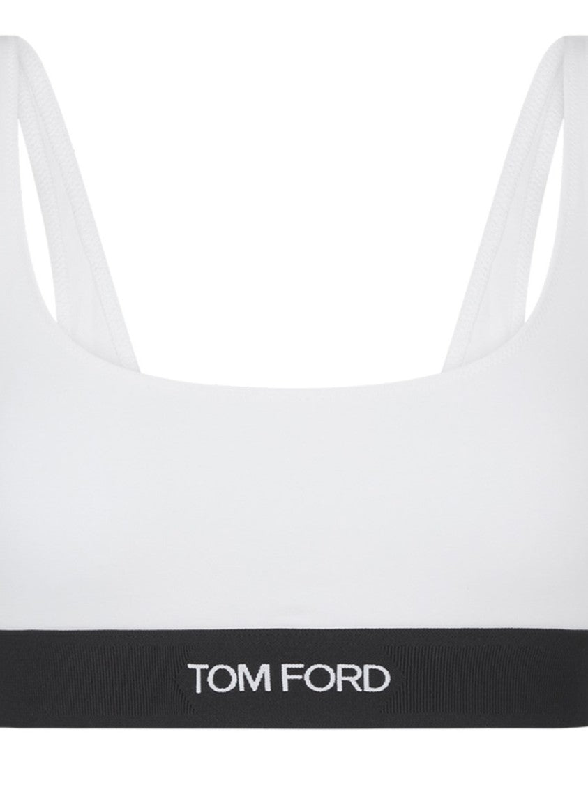 Tom Ford Square Neck Logo Band Modal-Blend Bralette