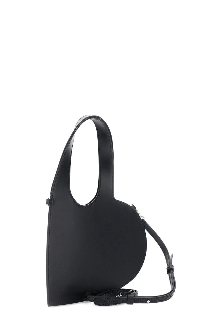 Coperni Black Mini Heart Removable-Strap Leather Tote Bag