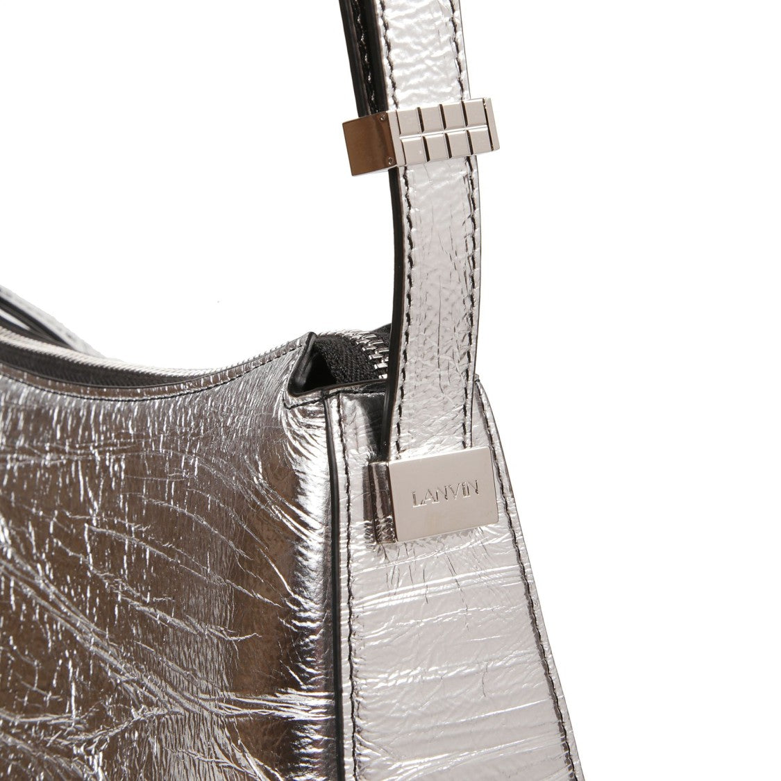 Lanvin Metallic Crinkled Silver Shoulder Bag