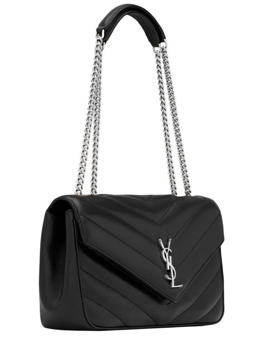 Saint Laurent Medium Chevron Quilted Shoulder Bag With Dual Chain Strap