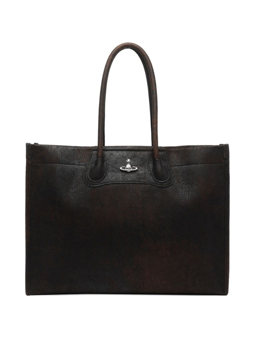 Vivienne Westwood Brown Calf Leather Magnetic Shoulder Bag