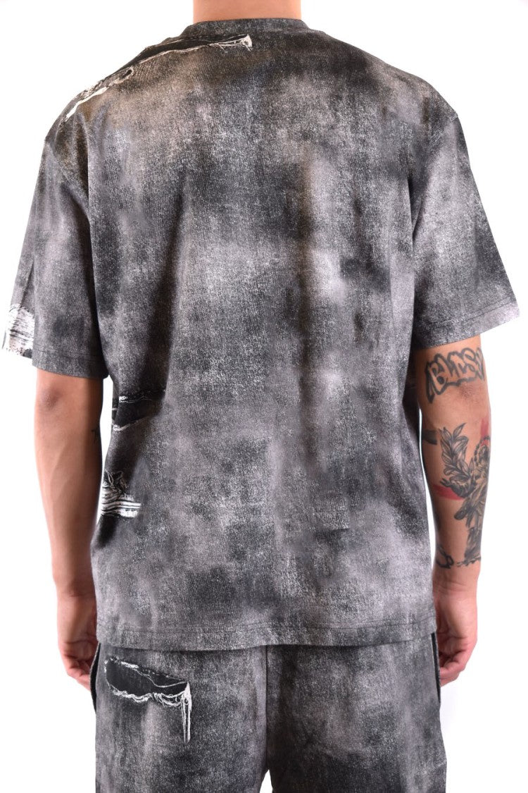 Diesel Mottled Black And Grey Distressed T-Shirt
