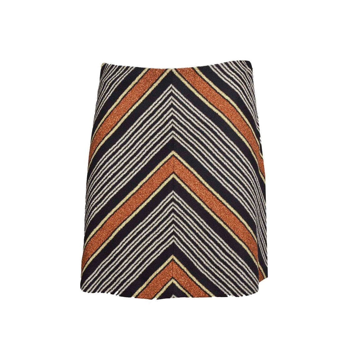 Missoni Orange Lamé Striped Viscose Mini Skirt