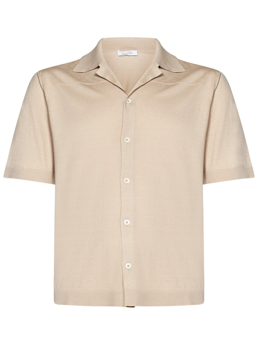 Cruciani Short-Sleeved Bowling Shirt In Extra-Fine Cotton