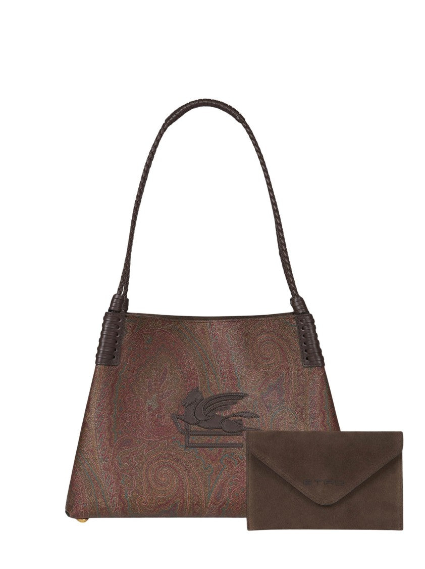 Etro Brown Paisley Jacquard Shoulder Bag