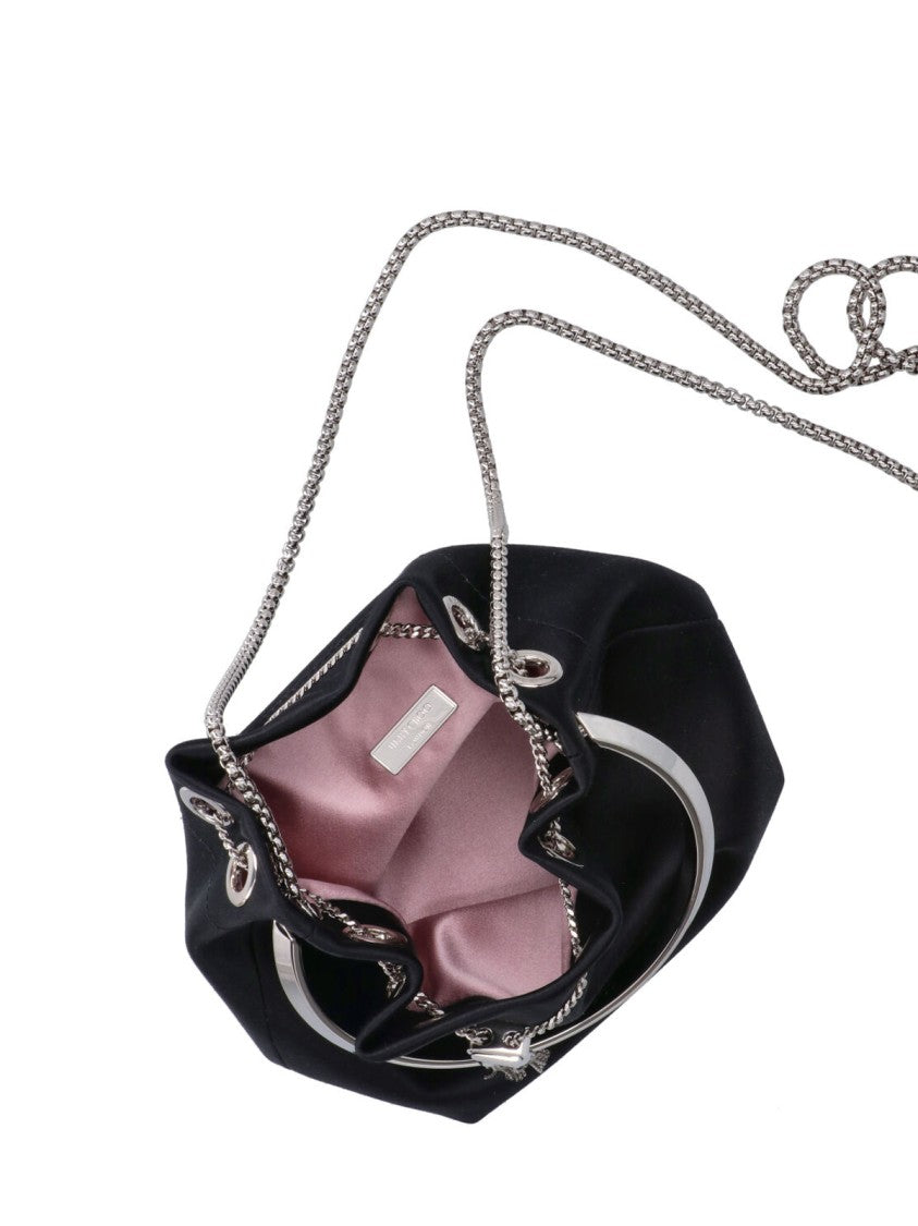Jimmy Choo Black Bon Bon Satin Shoulder Bag