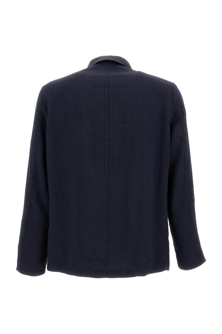 Barena Linen Blend Zip-Up Overshirt With Patch Pockets