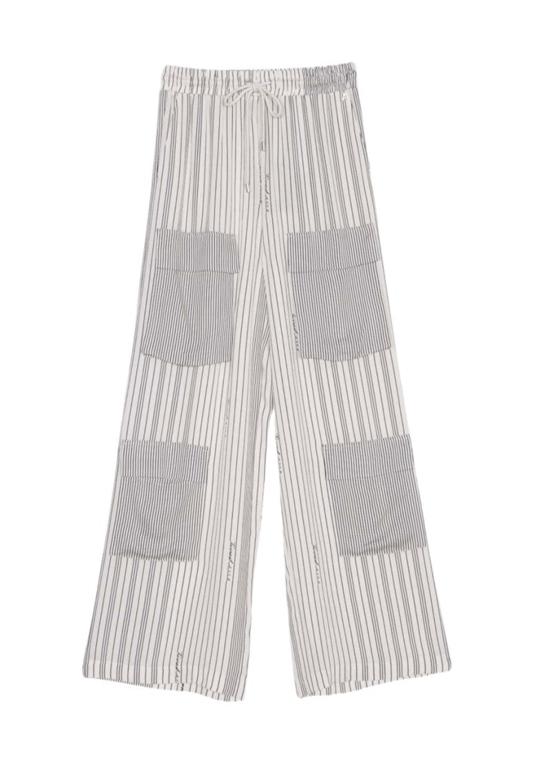 Twinset Actitude Wide-Leg Trousers With Deep Blue Stripe Design