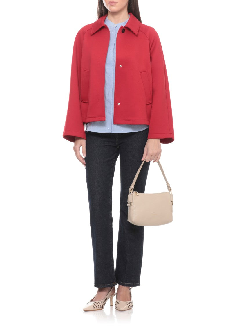 Coccinelle Mini Shoulder Bag In Pebbled Leather With Gold Accents