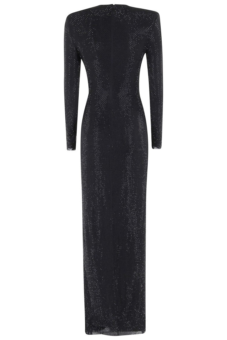 Self-Portrait Black Rhinestone Embellished Maxi Dress