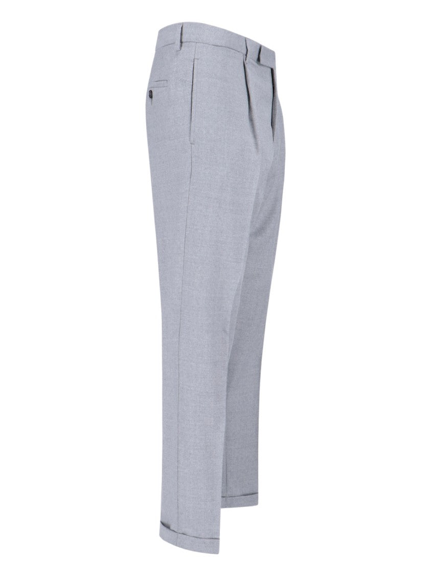 Cruna Straight-Leg Grey Trousers With Structured Waistband