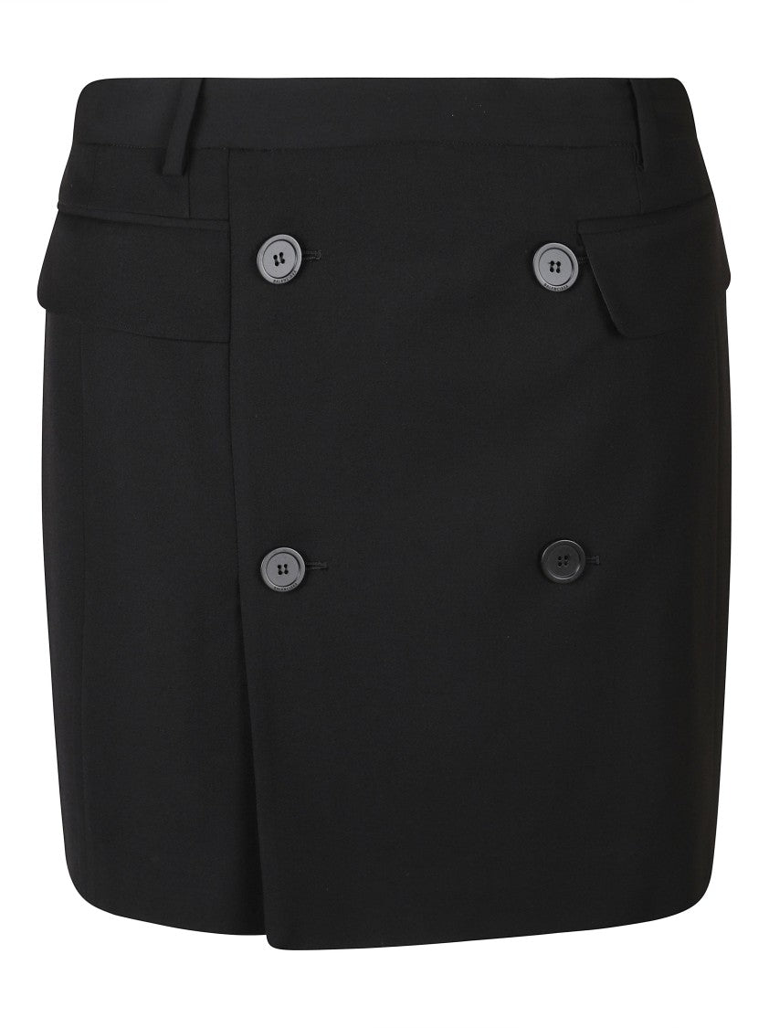 Balenciaga Tailored Black Skirt With Double-Breasted Closure