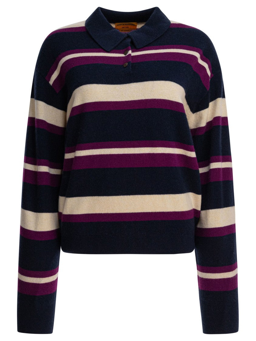 Guest In Residence Collegiate Stripe Polo Shirt In Soft Cashmere