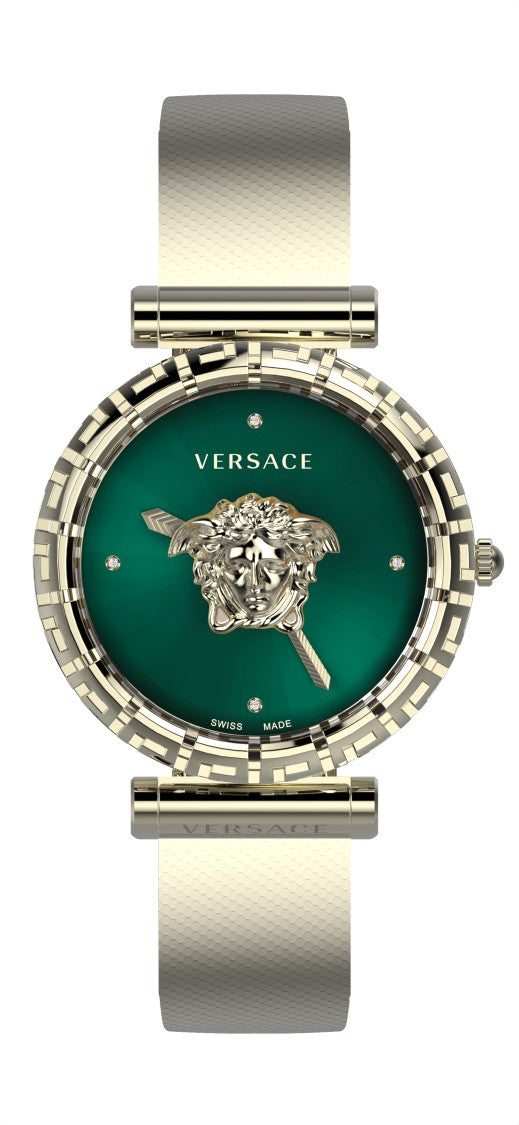 Versace Palazzo Empire Greca Diamond Watch With Emerald Green Dial