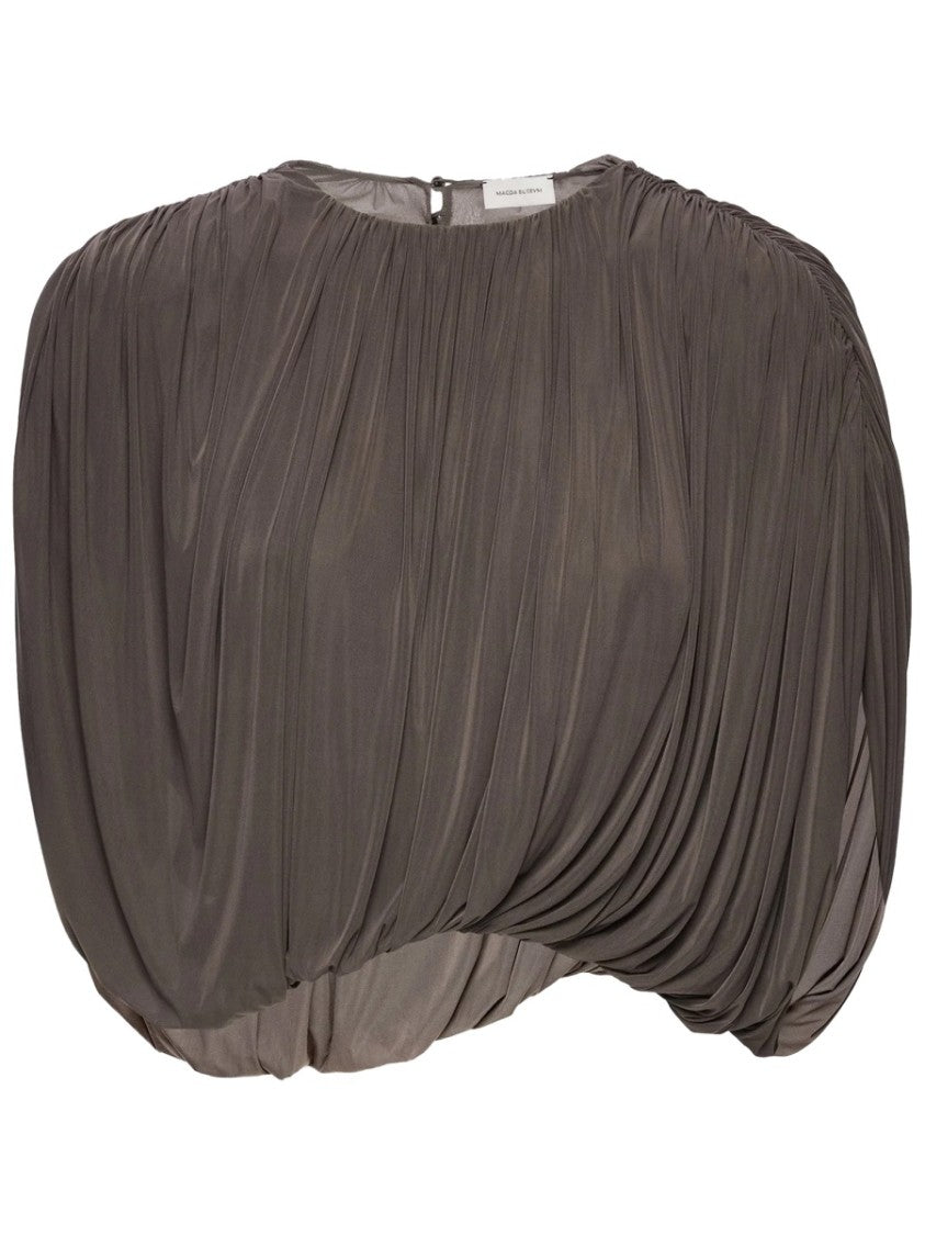Magda Butrym Draped Cupro Voluminous Crop Top