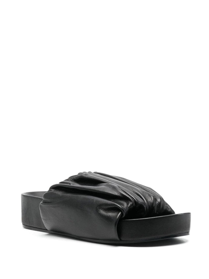 Jil Sander Black Sandals With Gathered Upper And Open Design