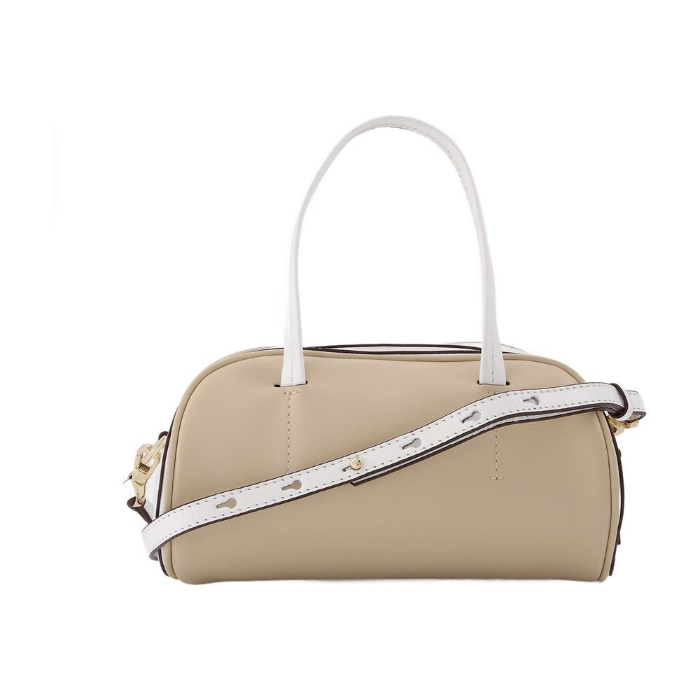 Manu Atelier Hourglass Bag In Ivory And White Leather