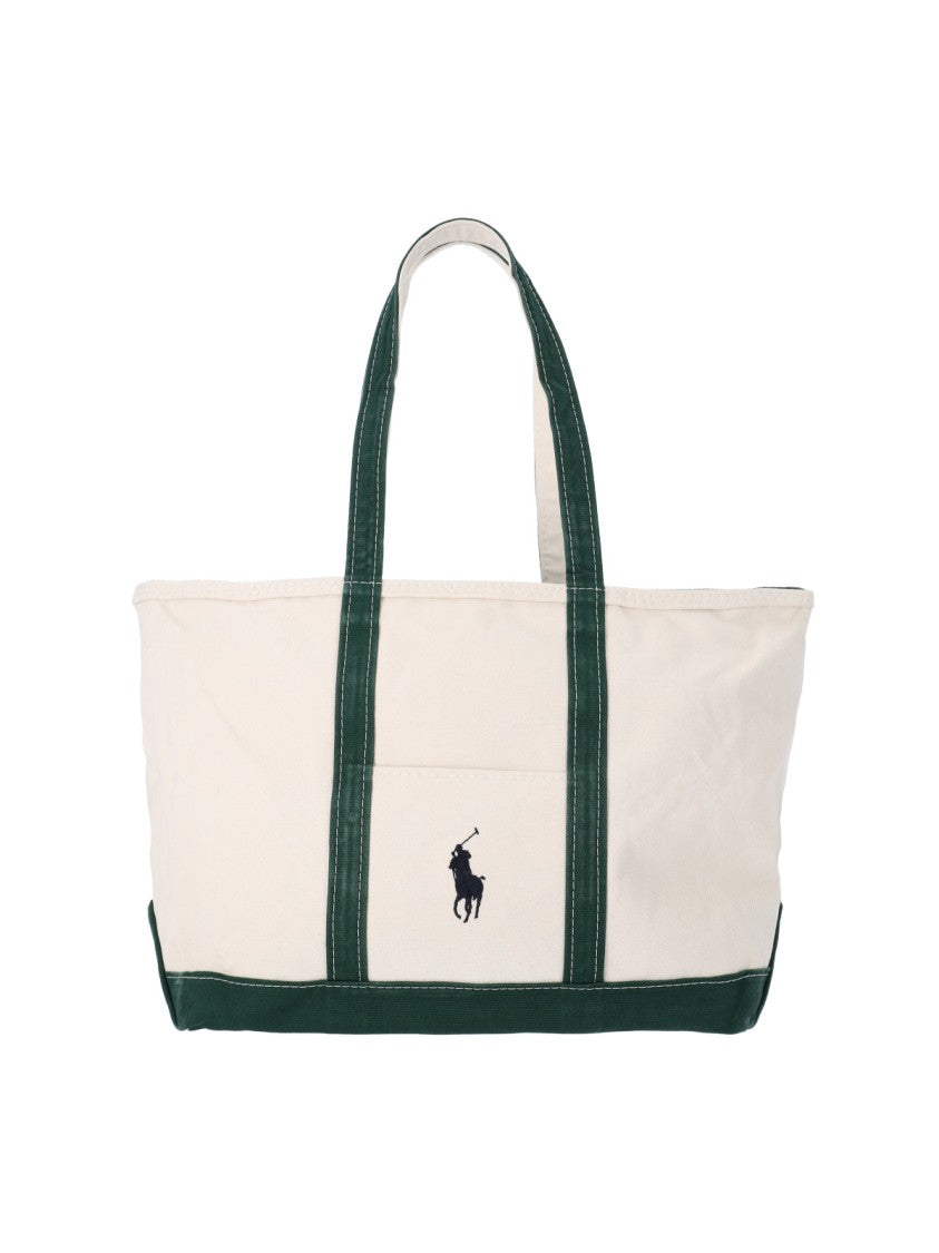 Polo Ralph Lauren Cream Canvas Big Pony Tote Bag