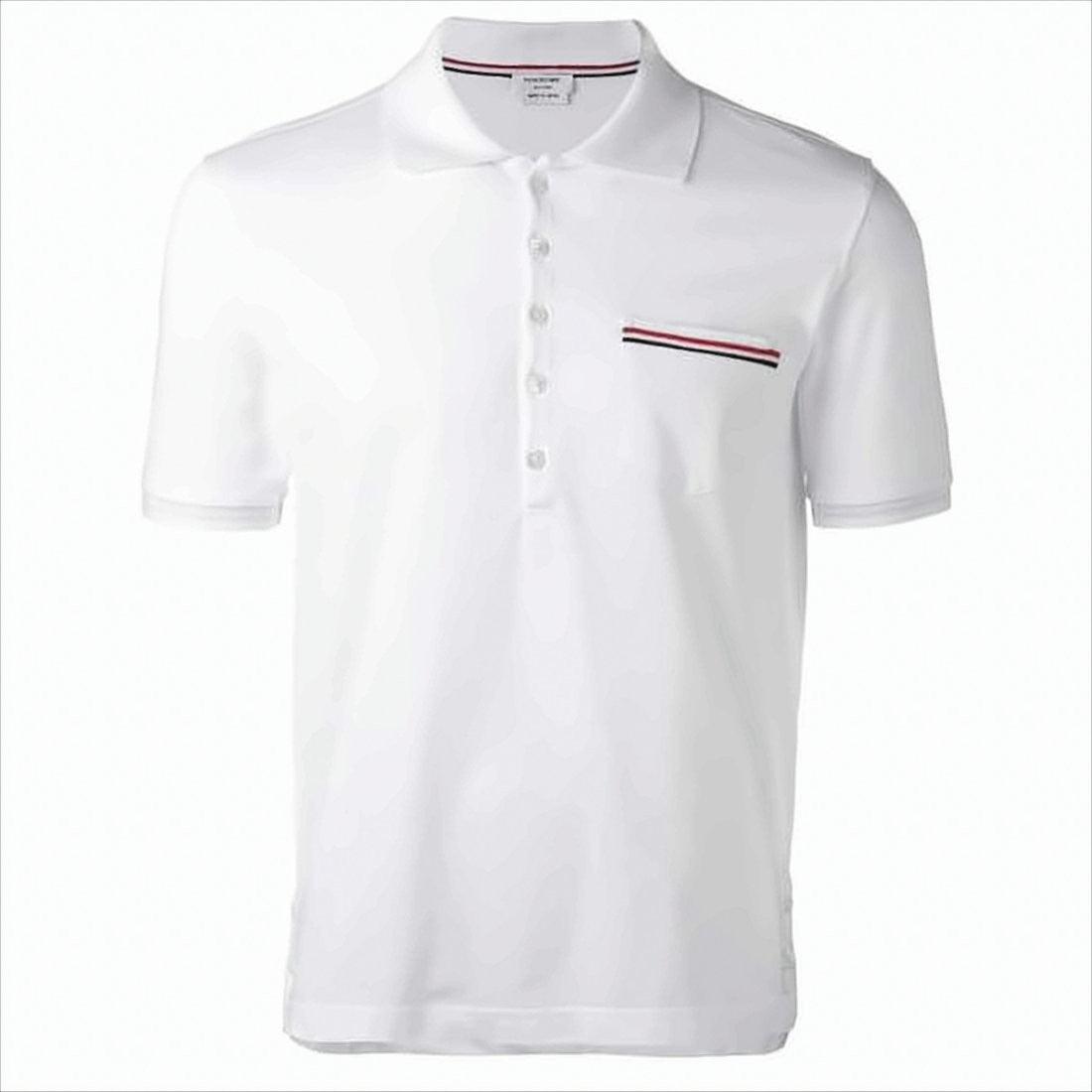 Thom Browne Short-Sleeve Polo Shirt With Tricolor Trim